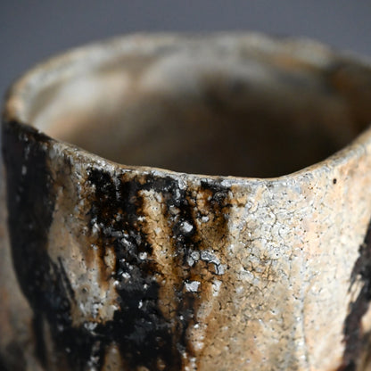 Fabulous Rugged Chawan Tea Bowl ー加古 勝己 “灰粉引丸紋茶碗”