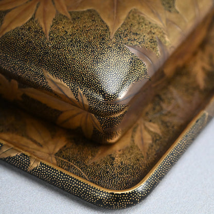 Luscious Antique Japanese Gold Lacquered Box & Tray