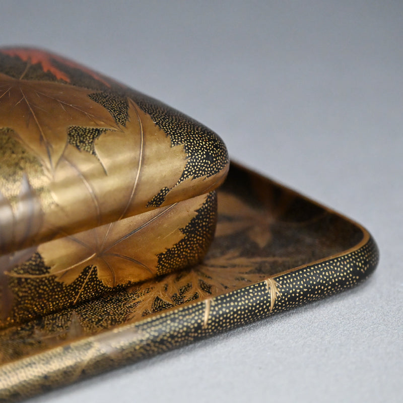 Luscious Antique Japanese Gold Lacquered Box & Tray