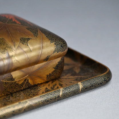 Luscious Antique Japanese Gold Lacquered Box & Tray