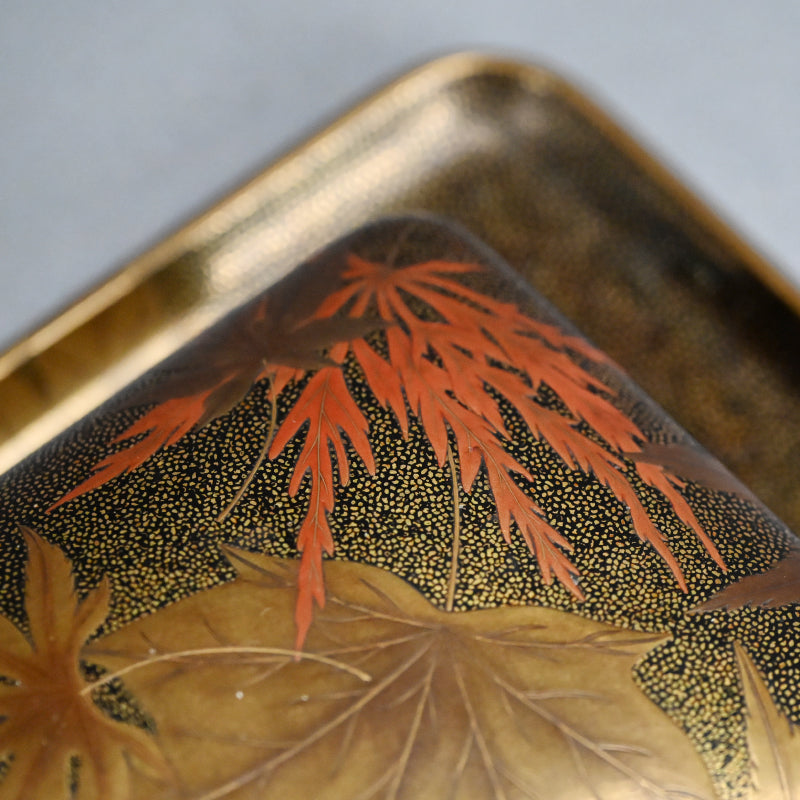 Luscious Antique Japanese Gold Lacquered Box & Tray