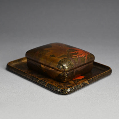 Luscious Antique Japanese Gold Lacquered Box & Tray