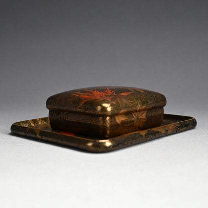 Luscious Antique Japanese Gold Lacquered Box & Tray