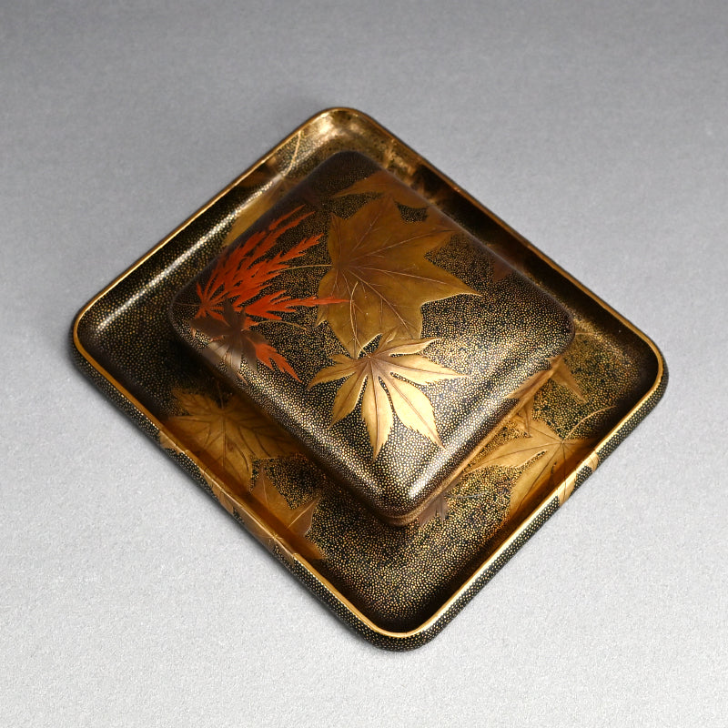 Luscious Antique Japanese Gold Lacquered Box & Tray