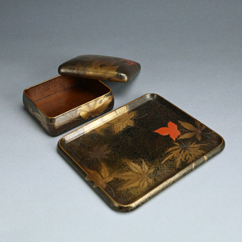 Luscious Antique Japanese Gold Lacquered Box & Tray