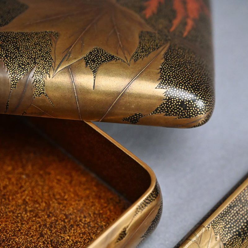 Luscious Antique Japanese Gold Lacquered Box & Tray