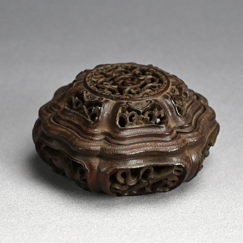Incredible Kurinuki Carved Bamboo Koro Incense Burner