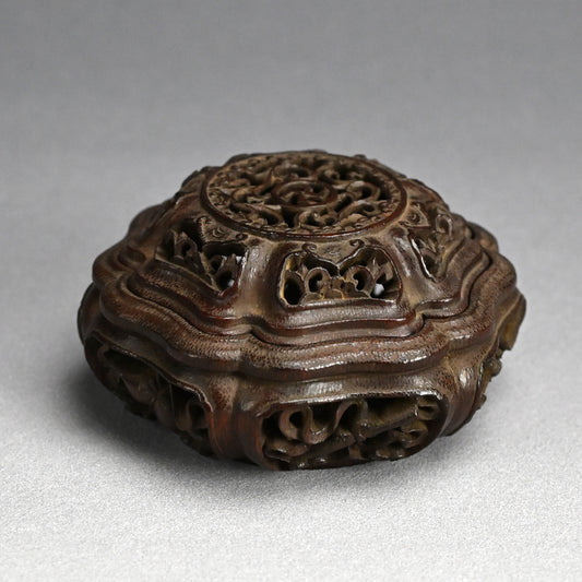 Incredible Kurinuki Carved Bamboo Koro Incense Burner