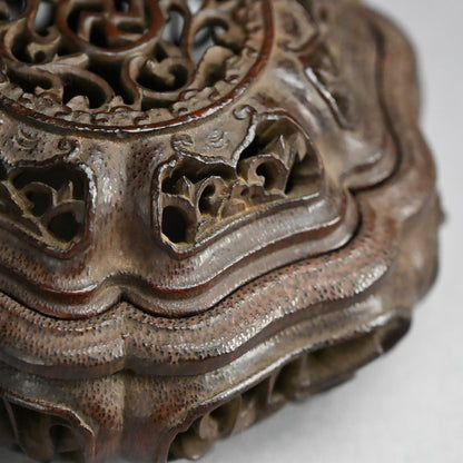 Incredible Kurinuki Carved Bamboo Koro Incense Burner