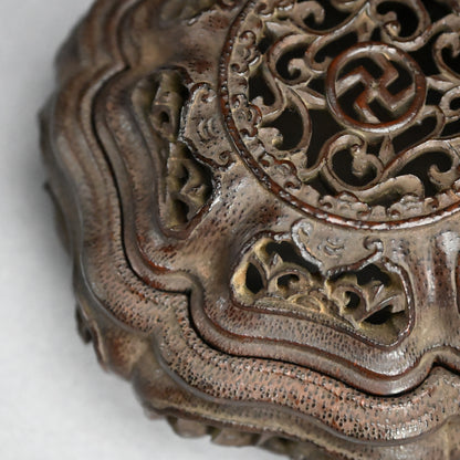 Incredible Kurinuki Carved Bamboo Koro Incense Burner