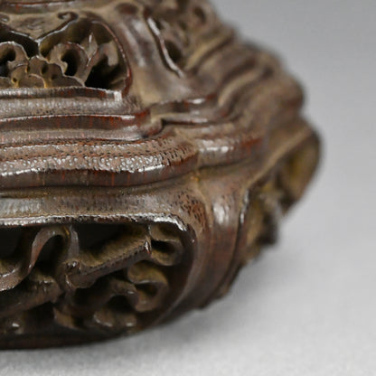 Incredible Kurinuki Carved Bamboo Koro Incense Burner