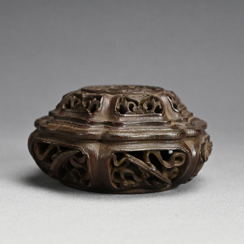 Incredible Kurinuki Carved Bamboo Koro Incense Burner