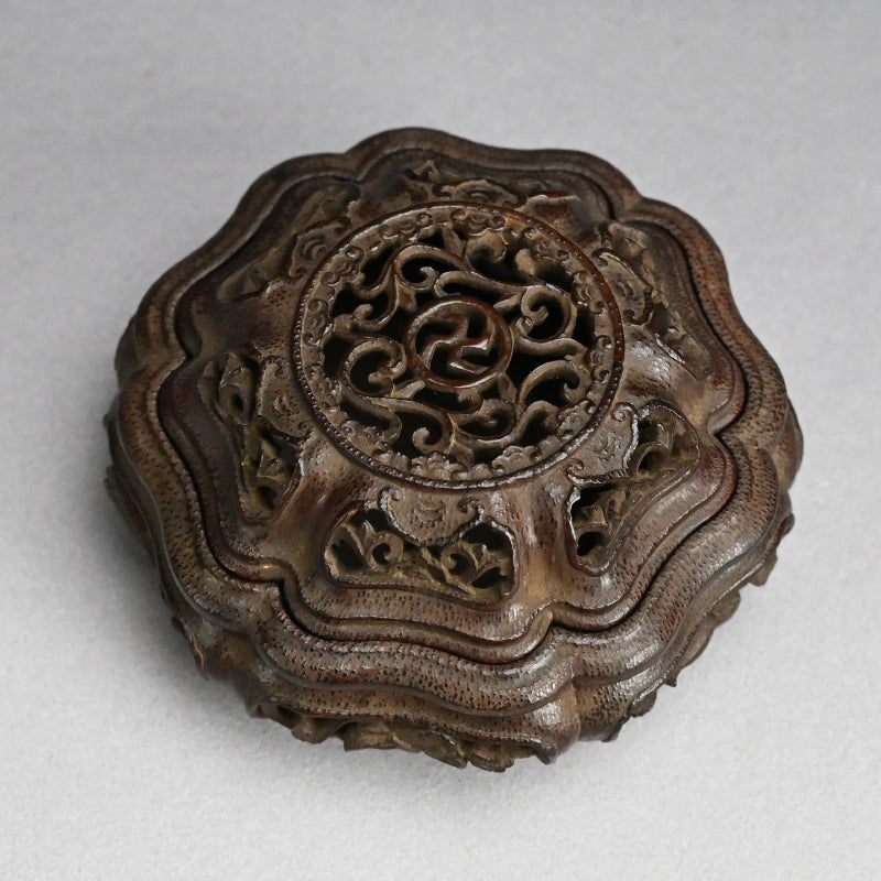 Incredible Kurinuki Carved Bamboo Koro Incense Burner