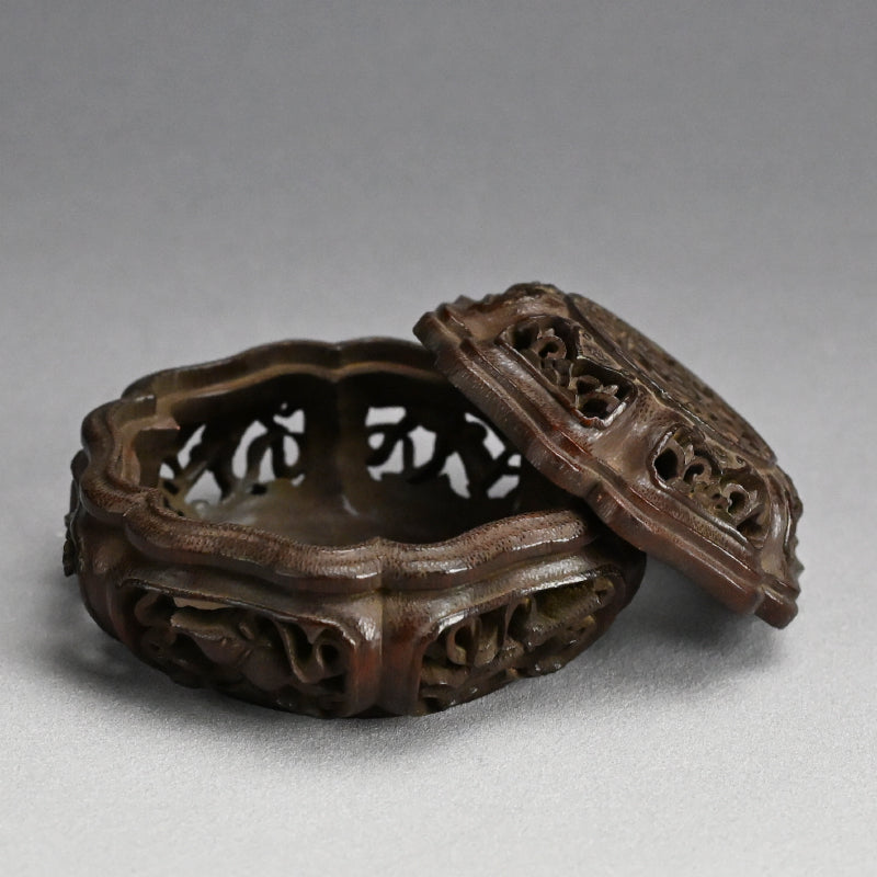 Incredible Kurinuki Carved Bamboo Koro Incense Burner