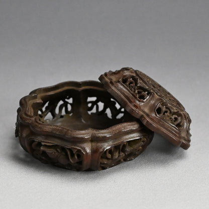 Incredible Kurinuki Carved Bamboo Koro Incense Burner