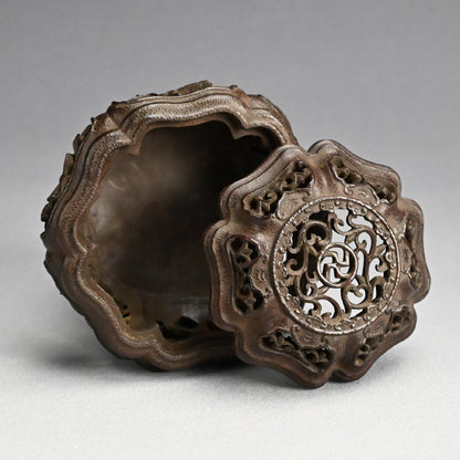 Incredible Kurinuki Carved Bamboo Koro Incense Burner