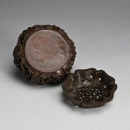 Incredible Kurinuki Carved Bamboo Koro Incense Burner