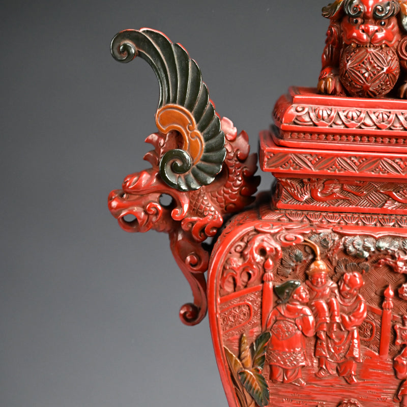 Museum Quality Meiji Carved & Lacquered Koro Incense Burner