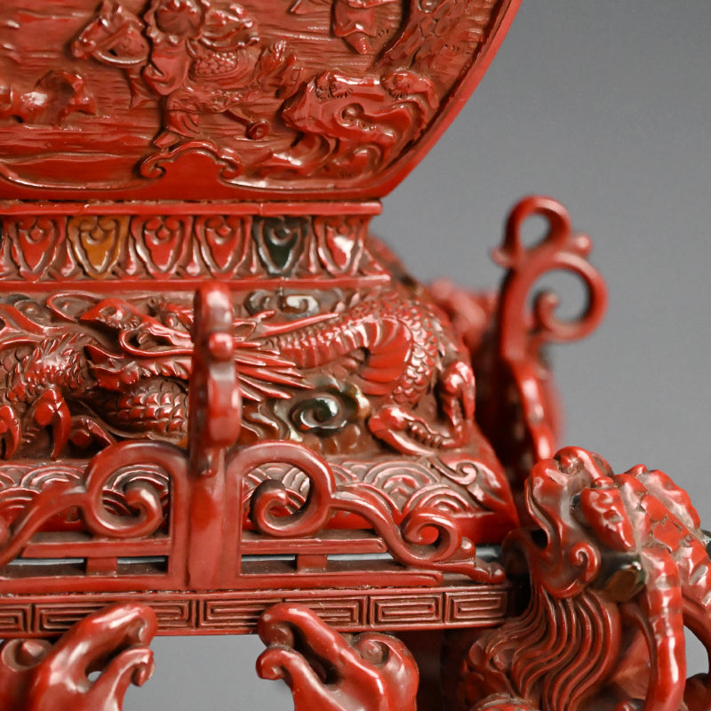 Museum Quality Meiji Carved & Lacquered Koro Incense Burner