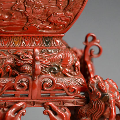 Museum Quality Meiji Carved & Lacquered Koro Incense Burner