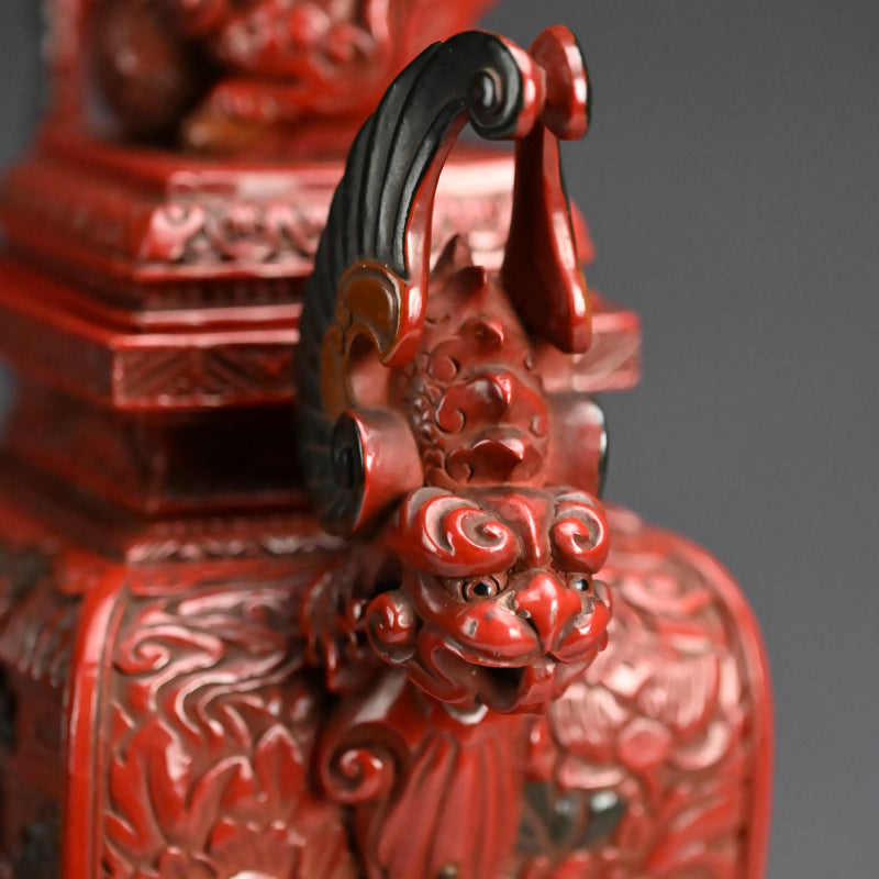 Museum Quality Meiji Carved & Lacquered Koro Incense Burner