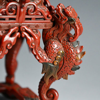 Museum Quality Meiji Carved & Lacquered Koro Incense Burner