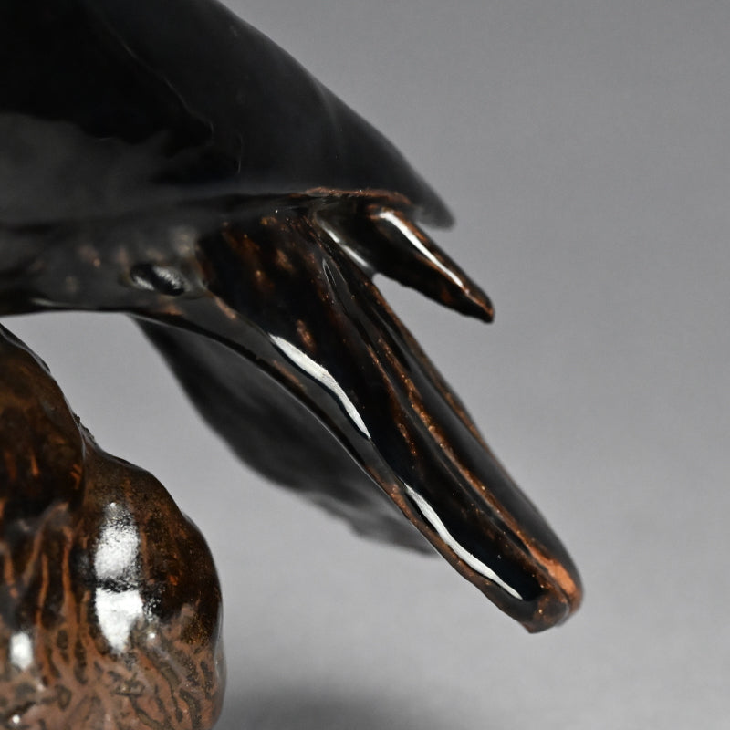 Crow Koro Incense Burner by Imperial Artist ー初代 諏訪 蘇山 "鳥香爐"