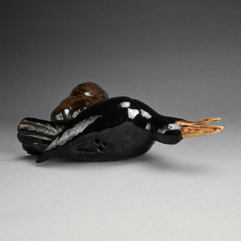 Crow Koro Incense Burner by Imperial Artist ー初代 諏訪 蘇山 "鳥香爐"
