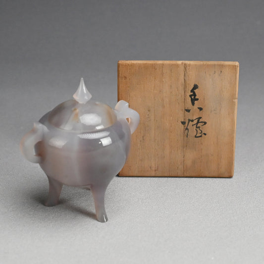 Exquisite Wamono Carved Agate Koro Incense Burner