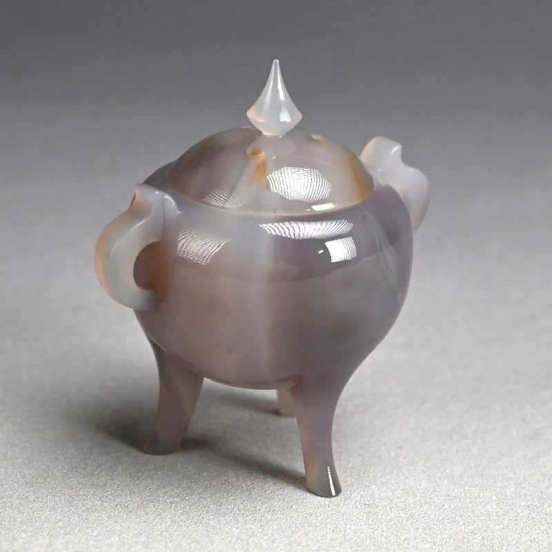 Exquisite Wamono Carved Agate Koro Incense Burner
