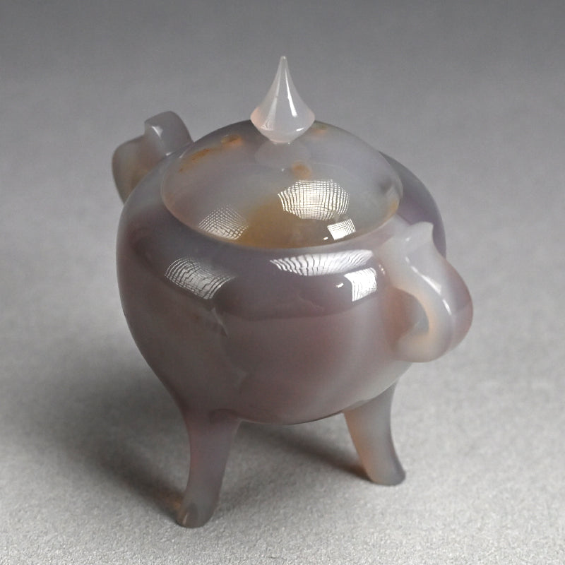 Exquisite Wamono Carved Agate Koro Incense Burner