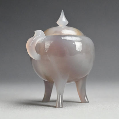 Exquisite Wamono Carved Agate Koro Incense Burner
