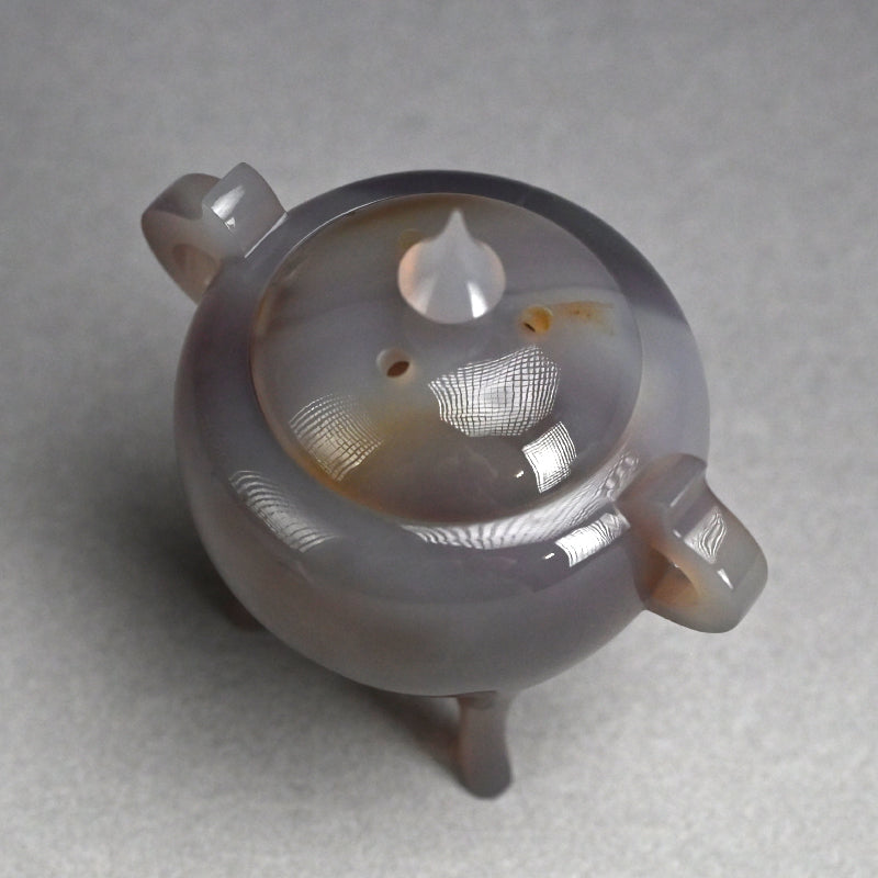 Exquisite Wamono Carved Agate Koro Incense Burner