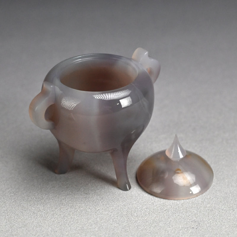 Exquisite Wamono Carved Agate Koro Incense Burner