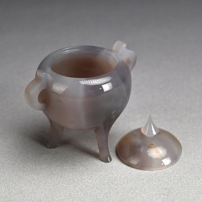 Exquisite Wamono Carved Agate Koro Incense Burner
