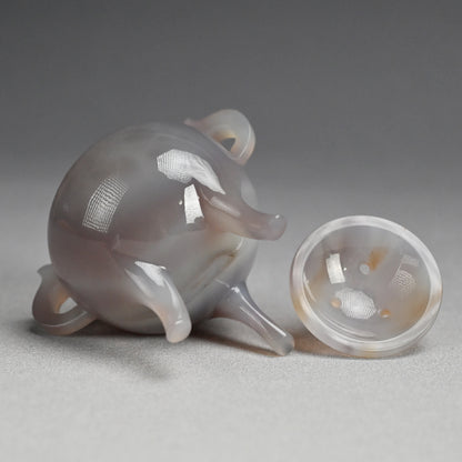 Exquisite Wamono Carved Agate Koro Incense Burner