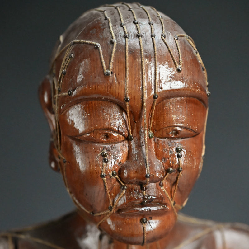 Antique Japanese Carved Wood Acupuncture Body Model