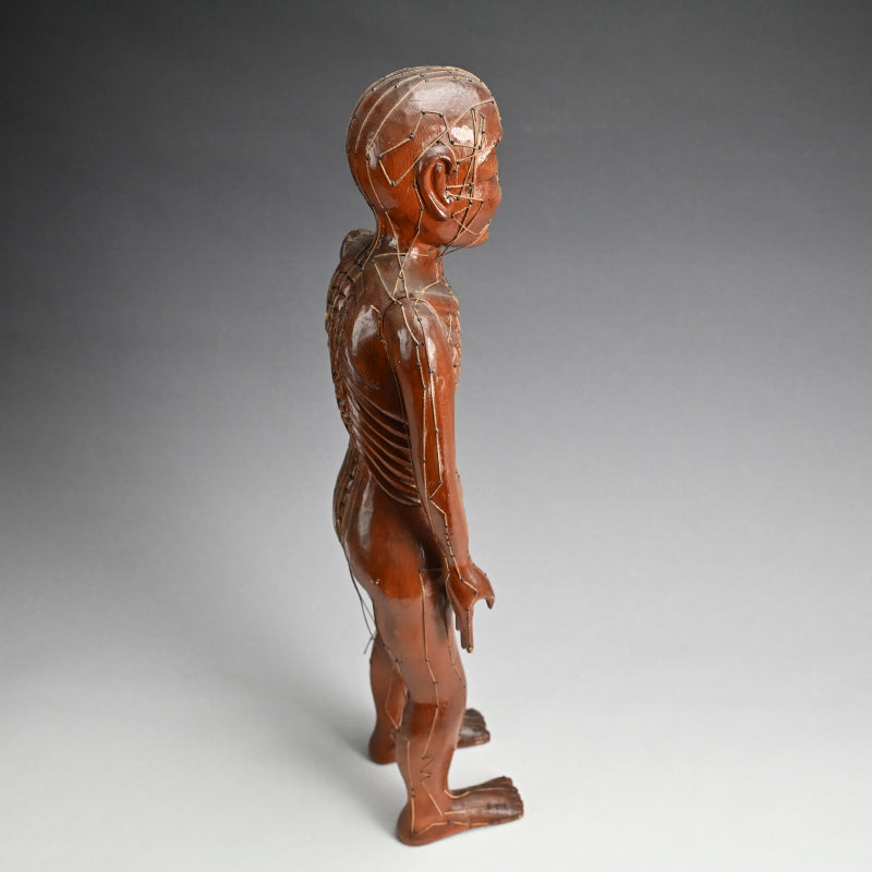 Antique Japanese Carved Wood Acupuncture Body Model