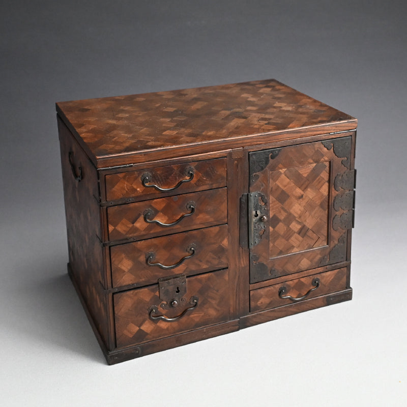 Intricate Meiji/Taisho Yosegi Zaiku Parquetry Tansu