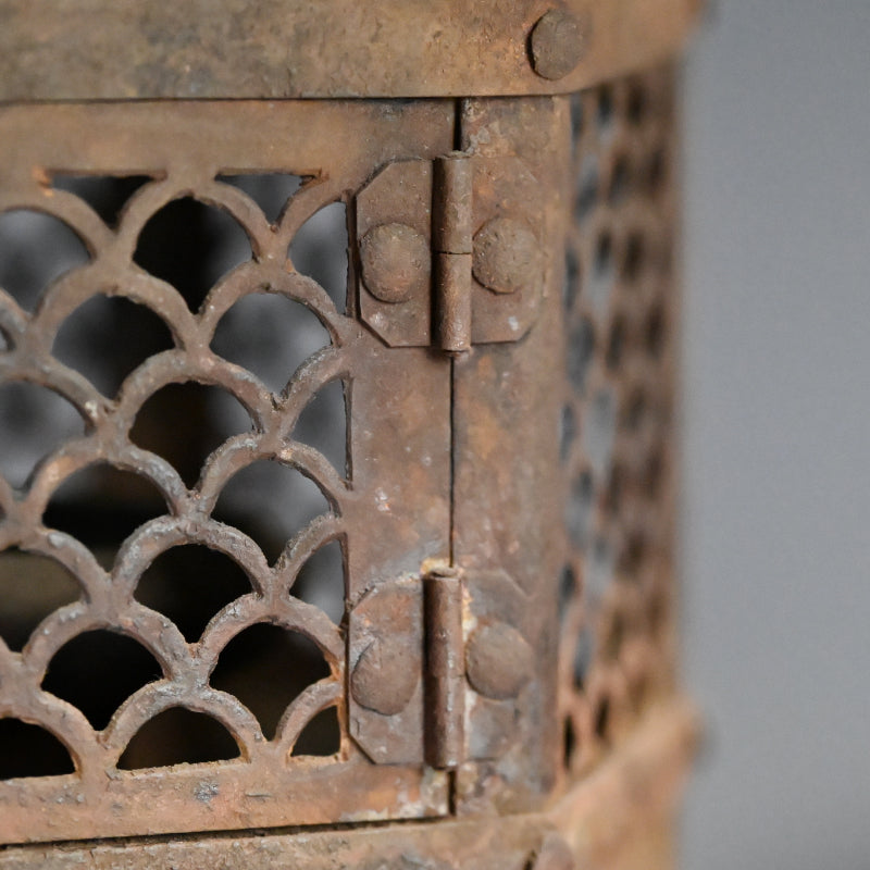 Unusual Pair of Iron Semi Toro Japanese Iron Lanterns