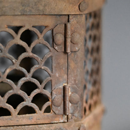Unusual Pair of Iron Semi Toro Japanese Iron Lanterns