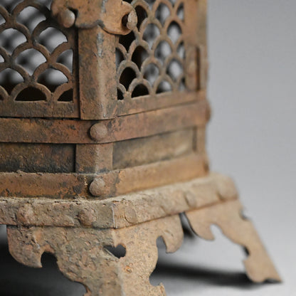 Unusual Pair of Iron Semi Toro Japanese Iron Lanterns