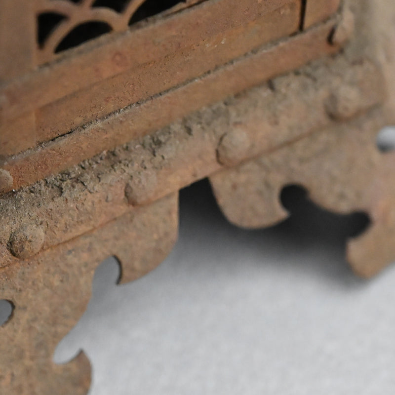 Unusual Pair of Iron Semi Toro Japanese Iron Lanterns