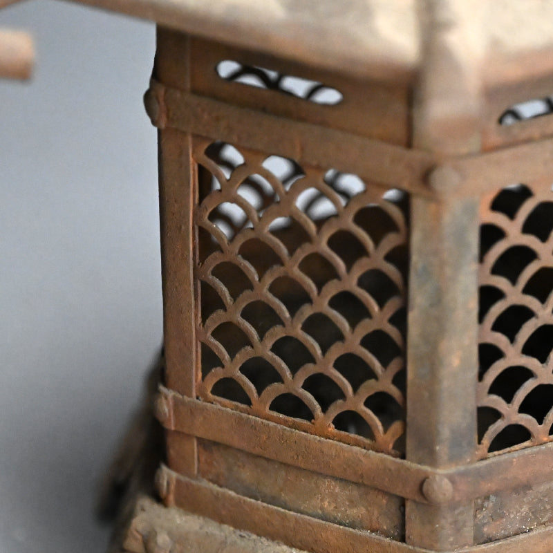 Unusual Pair of Iron Semi Toro Japanese Iron Lanterns