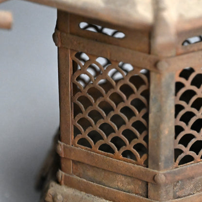 Unusual Pair of Iron Semi Toro Japanese Iron Lanterns