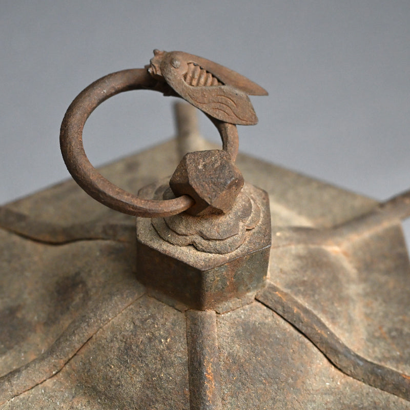 Unusual Pair of Iron Semi Toro Japanese Iron Lanterns