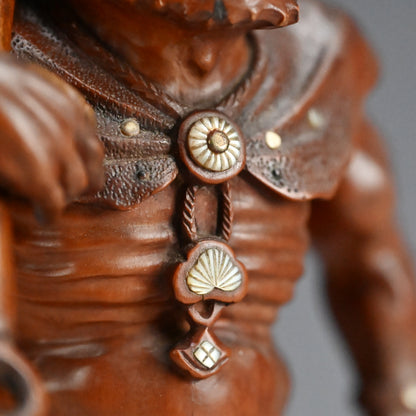 Carved Meiji p. Wood Oni With Kanabo Club, by Meizan