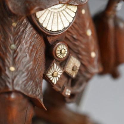 Carved Meiji p. Wood Oni With Kanabo Club, by Meizan