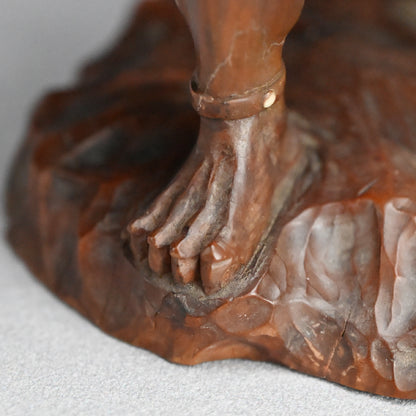 Carved Meiji p. Wood Oni With Kanabo Club, by Meizan