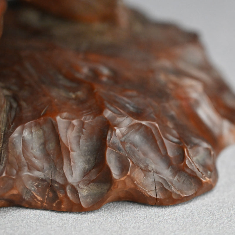 Carved Meiji p. Wood Oni With Kanabo Club, by Meizan